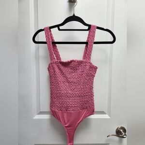 NWT LULUS Ruffle Pink Bodysuit